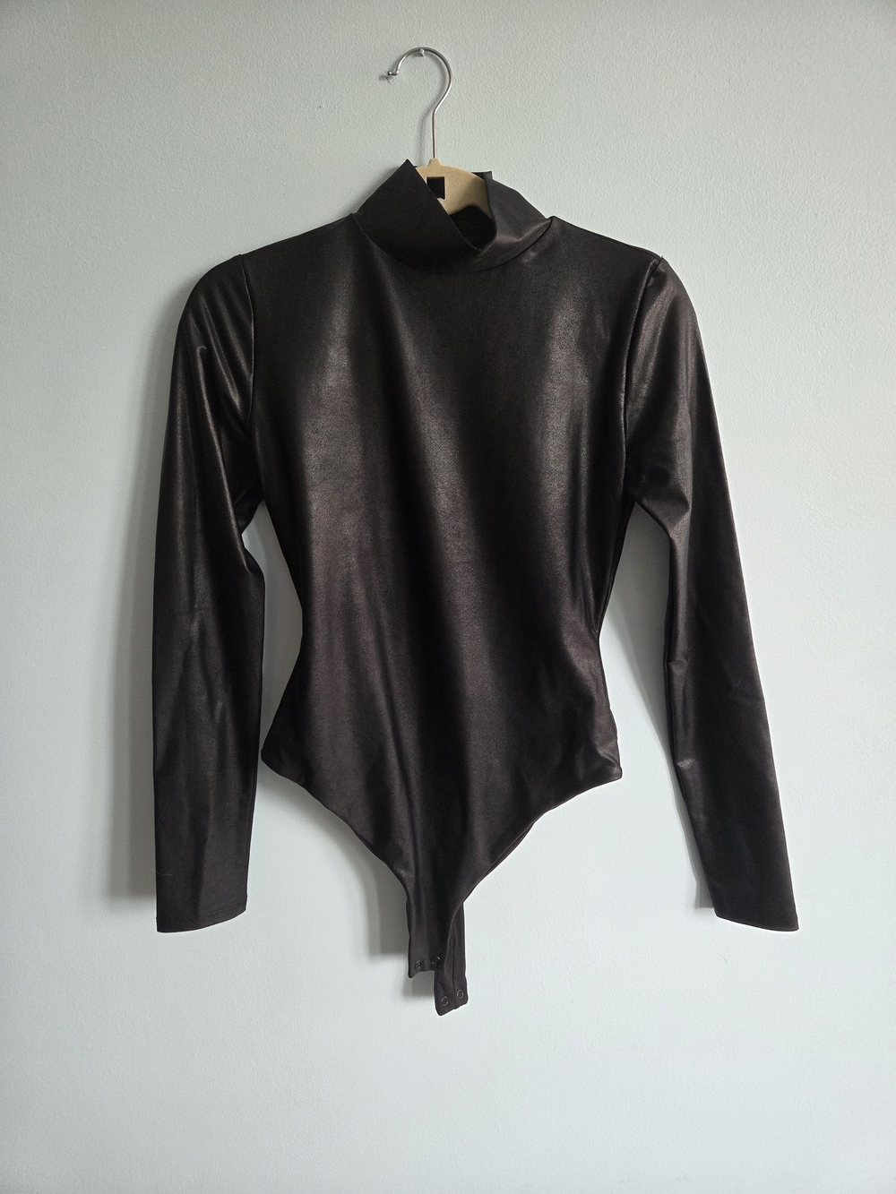 naked wardrobe Black Faux Leather Bodysuit